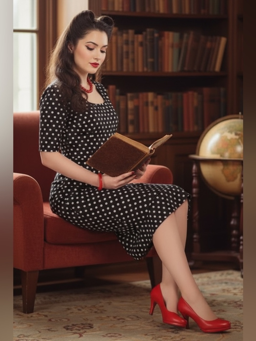 🖤 Collectif Amber Polka Dot Dress - Size L (EUC) 🖤